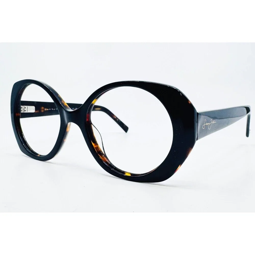 Sean John Eyeglasses Womens Black Pre-owned Round SJLO6005 001 50-18-145
